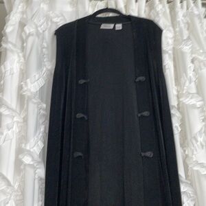 48 inch Chicos travels Asian button kimono vest black